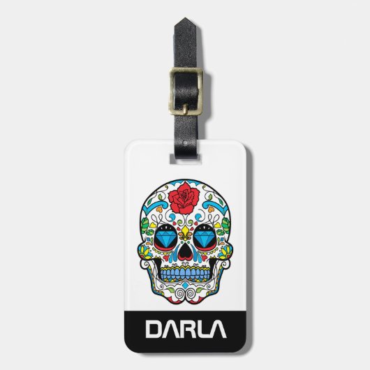 Kleurrijke rode roze en blauwe diamanten bagagelabel (Voorkant verticaal)