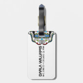 Kleurrijke rode roze en blauwe diamanten bagagelabel (Achterkant verticaal)