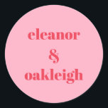 Kleurrijke Rode Roze Moderne Eenvoudige Huwelijksd Ronde Sticker<br><div class="desc">Voeg een leuke, gepersonaliseerde touch toe aan uw evenement- of cadeauverpakking met deze aangepaste stickers met gedurfde, moderne typografie en een levendig roze en rood kleurenschema. Ideaal voor bruiloften, vrijgezellenfeesten of een feest dat vraagt om een speels maar chic accent, deze stickers zullen een blijvende indruk achterlaten op uw gasten....</div>