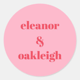 Kleurrijke Rode Roze Moderne Eenvoudige Huwelijksd Ronde Sticker