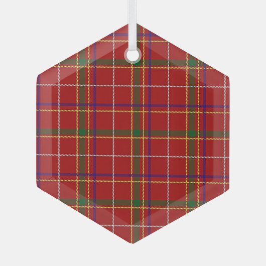 Kleurrijke Rode Tartan Plaid Glas Ornament (Voorkant)