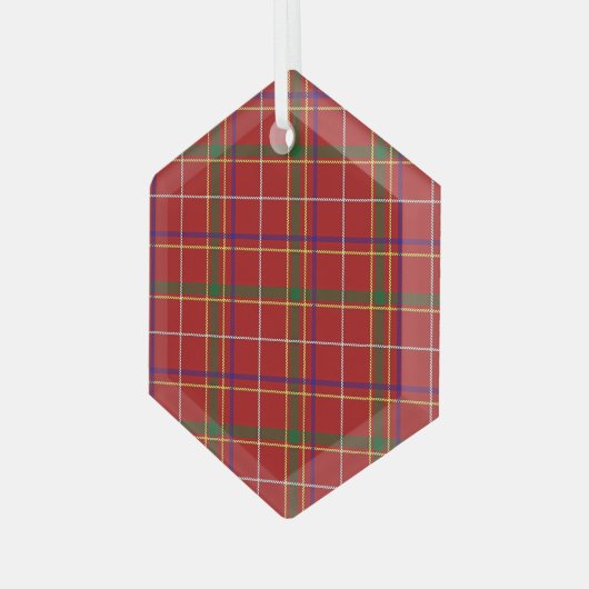 Kleurrijke Rode Tartan Plaid Glas Ornament (Voorkant links)