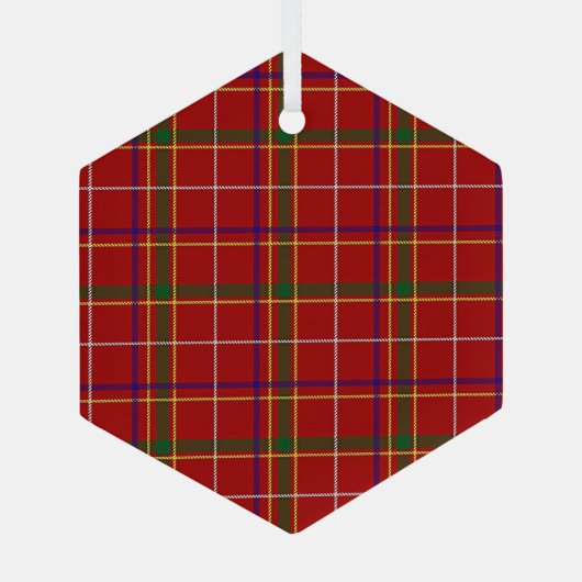 Kleurrijke Rode Tartan Plaid Glas Ornament (Achterkant)
