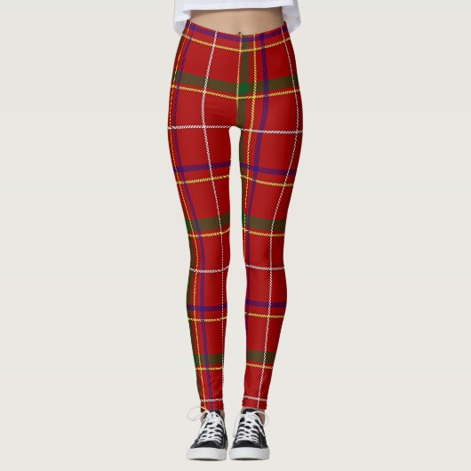 Kleurrijke Rode Tartan Plaid Leggings (Voorkant)