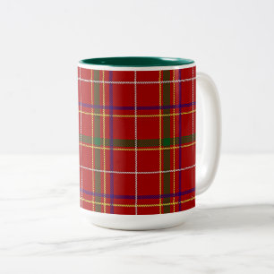 Kleurrijke Rode Tartan Plaid Tweekleurige Koffiemok