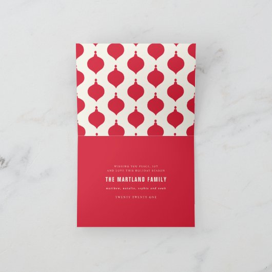 Kleurrijke rode vintage vrolijke chritsmasfoto aankondiging (Binnen)