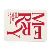 Kleurrijke rode vintage vrolijke kerstaankondiging magneet (Horizontaal)