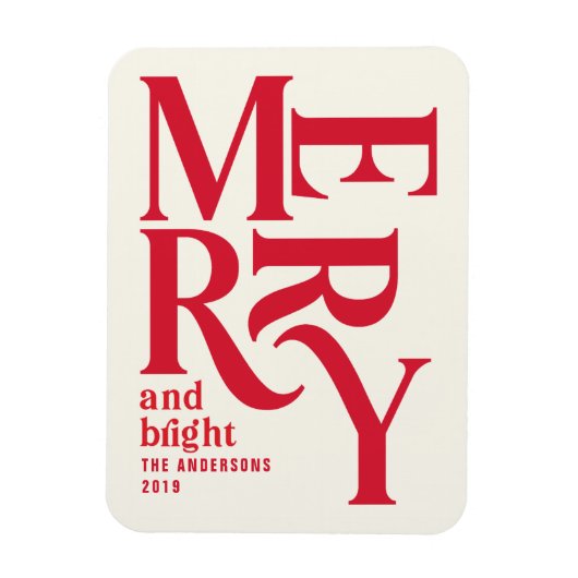 Kleurrijke rode vintage vrolijke kerstaankondiging magneet (Verticaal)