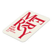 Kleurrijke rode vintage vrolijke kerstaankondiging magneet (Linkerzijde)