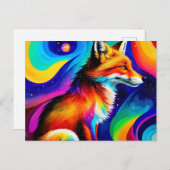 Kleurrijke rode vos briefkaart (Voorkant / Achterkant)