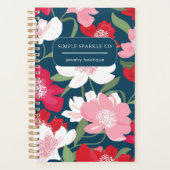 Kleurrijke Rode Vrouwelijke Bloemen Blauw Bedrijf  Planner (Voorkant)