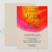 Kleurrijke rode Waterverf huwelijksuitnodiging Kaart (Voorkant / Achterkant)