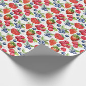 Kleurrijke rode zomer bessen patroon gouden glitte cadeaupapier (Hoek)