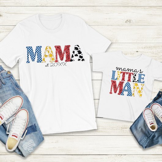 Kleurrijke Rodeo Mama's Kleine Man Moeder Zoon Mat Kinder Shirts