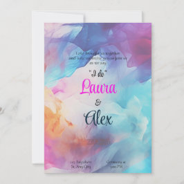 Kleurrijke rokerige bruiloft uitnodiging