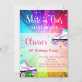 Kleurrijke Roller Schaats Verjaardagsfeestje Uitno Kaart (Voorkant)