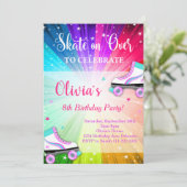 Kleurrijke Roller Schaats Verjaardagsfeestje Uitno Kaart (Staand voorkant)