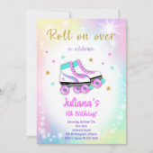 Kleurrijke Roller Schaats Verjaardagsuitnodiging Kaart (Voorkant)