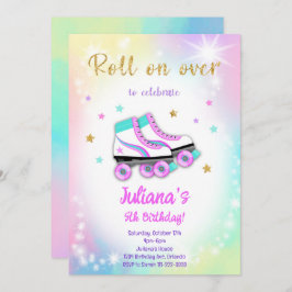 Kleurrijke Roller Schaats Verjaardagsuitnodiging Kaart