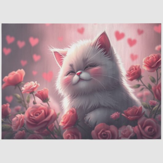 Kleurrijke Romantische Katten Weefsel Papier (Voorkant)