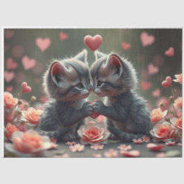 Kleurrijke Romantische Katten Weefsel Papier