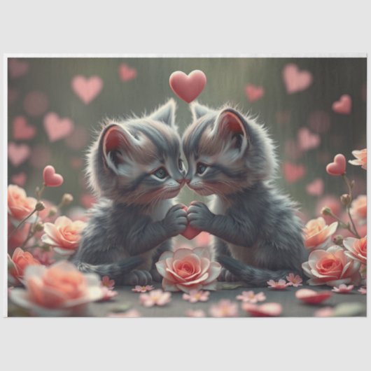 Kleurrijke Romantische Katten Weefsel Papier (Voorkant)