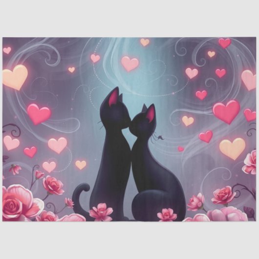 Kleurrijke Romantische Katten Weefsel Papier (Voorkant)