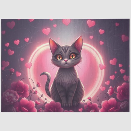 Kleurrijke Romantische Katten Weefsel Papier (Voorkant)