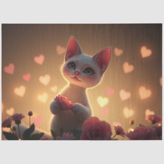 Kleurrijke Romantische Katten Weefsel Papier (Voorkant)