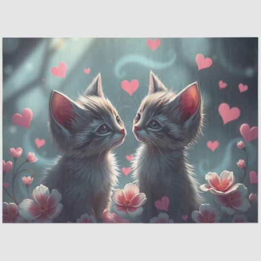 Kleurrijke Romantische Katten Weefsel Papier (Voorkant)