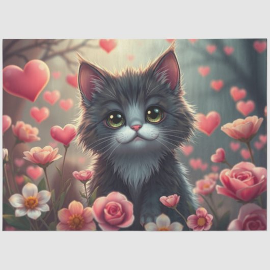 Kleurrijke Romantische Katten Weefsel Papier (Voorkant)