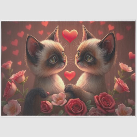 Kleurrijke Romantische Katten Weefsel Papier (Voorkant)