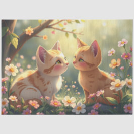 Kleurrijke Romantische Katten Weefsel Papier