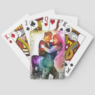 Kleurrijke Romantische Paar Tango Dansers in Liefd Pokerkaarten
