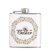 Kleurrijke ronde bloemenkrans met konijn heupfles (Voorkant)