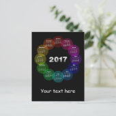 Kleurrijke ronde kalender voor 2017 briefkaart (Staand voorkant)