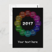 Kleurrijke ronde kalender voor 2017 briefkaart (Voorkant / Achterkant)