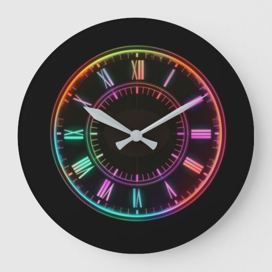 Kleurrijke Ronde Neon Faux klok (Voorkant)