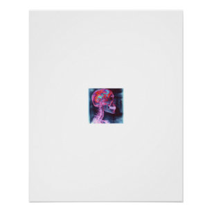 Kleurrijke Röntgen schedel psychedelische brein Perfect Poster
