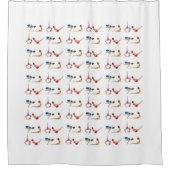 Kleurrijke Rood Blauw Geel Yoga Poses Douchegordij Douchegordijn (Voorkant)