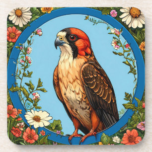 Kleurrijke roodpootvalk vogel bier onderzetter