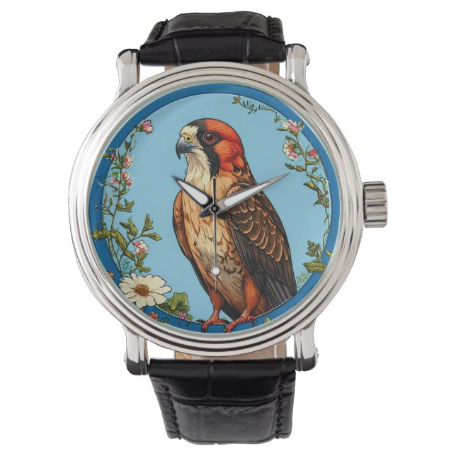 Kleurrijke roodpootvalk vogel horloge (Voorkant)