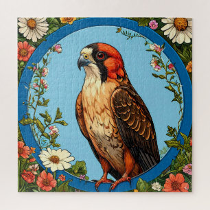 Kleurrijke roodpootvalk vogel legpuzzel