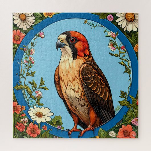 Kleurrijke roodpootvalk vogel legpuzzel (Verticaal)