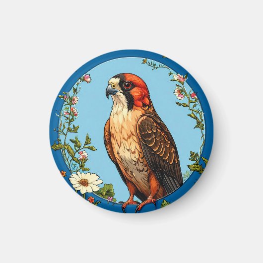 Kleurrijke roodpootvalk vogel magneet (Voorkant)