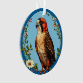 Kleurrijke roodpootvalk vogel ornament (voorkant)
