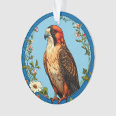 Kleurrijke roodpootvalk vogel ornament (voorkant)