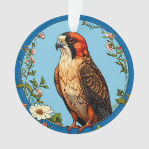 Kleurrijke roodpootvalk vogel ornament