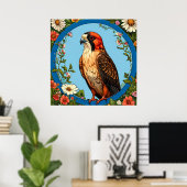 Kleurrijke roodpootvalk vogel poster (Thuiskantoor)