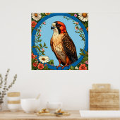Kleurrijke roodpootvalk vogel poster (Keuken)